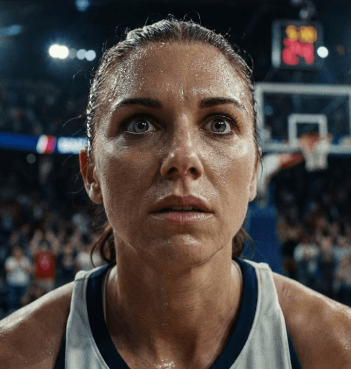 Intense close-up of athlete in high-pressure moment.