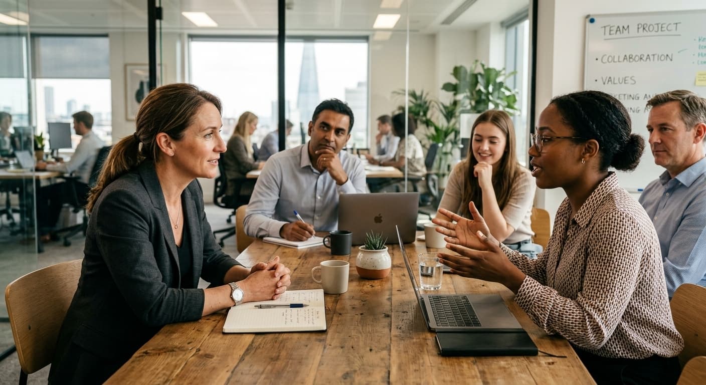 A manager listens closely as a team member shares her perspective in a one on one conversation